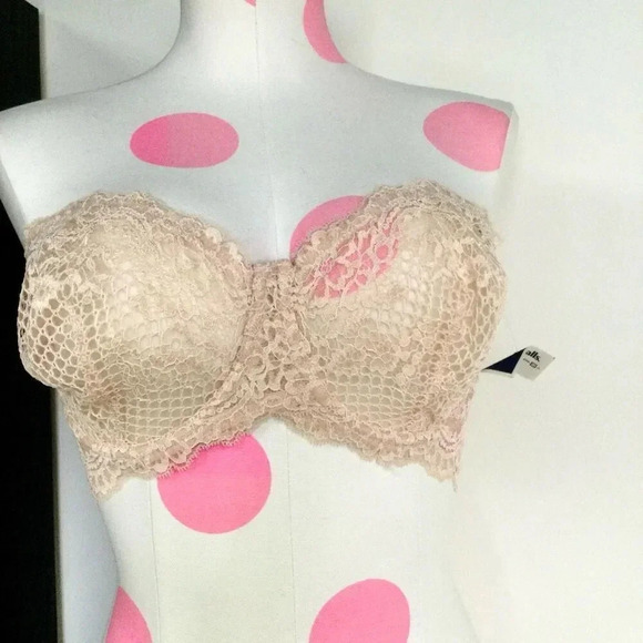 NWT Intimately Free People Womens Nude Light Pink Lace Strapless Bra Size 36DD - Picture 1 of 8